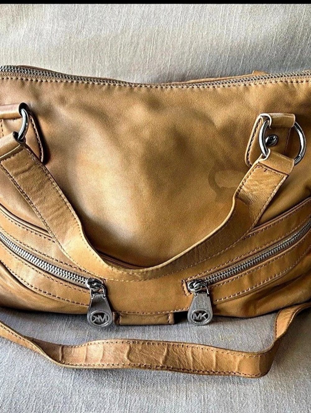 Michael Kors Brown Shoulder Bag with Silver-Tone Hardware